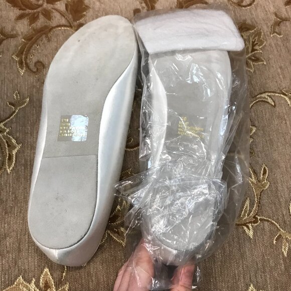 Dye-Able White Satin Ballet Flats, w/ Bow Formal Elegant Wedding Comfortable - Picture 11 of 14